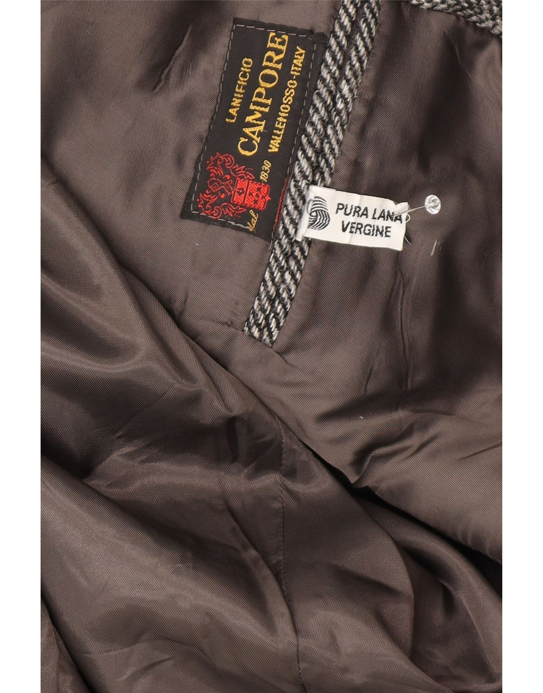 Jaqueta blazer masculina Lanificio Campore com 2 botões Reino Unido 40 grande espinha de peixe cinza