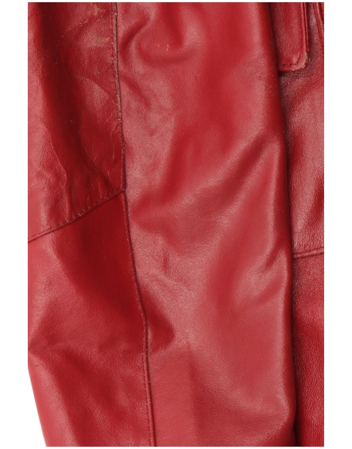 Casaco de couro feminino vintage UK 18 XL couro vermelho
