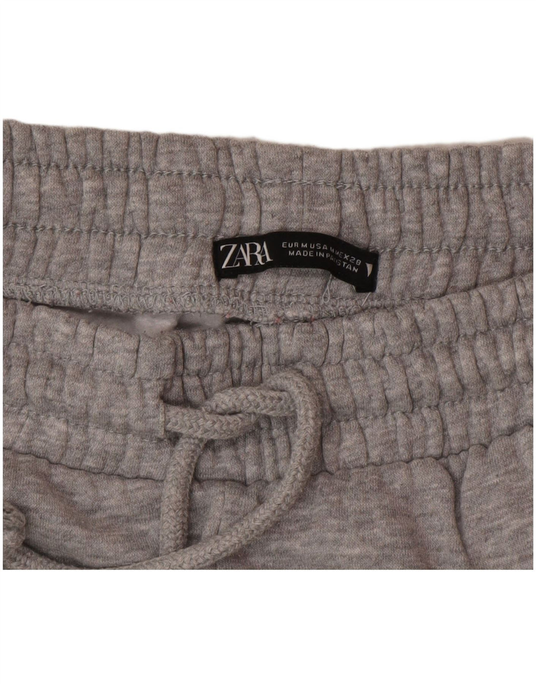 Calça de treino feminina Zara Joggers UK 12 poliéster manchado cinza médio