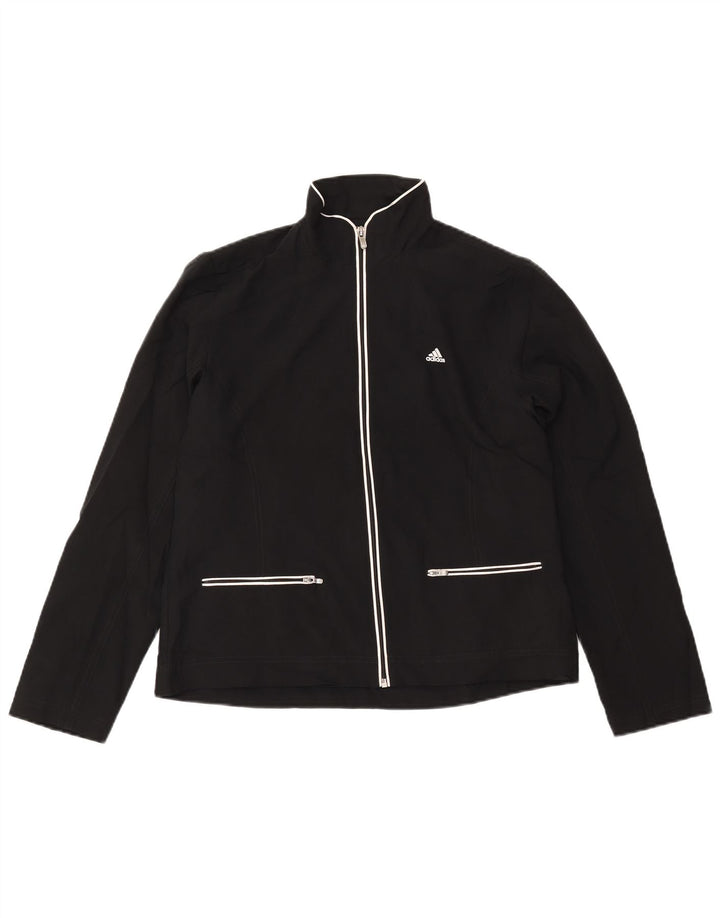 Adidas Womens Tracksuit Top Jacket UK 14 Médio Preto Poliéster