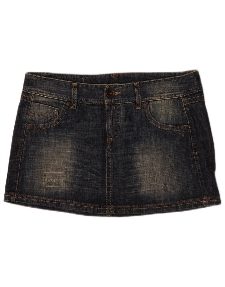 Mini saia jeans feminina Benetton IT 44 médio W32 azul marinho