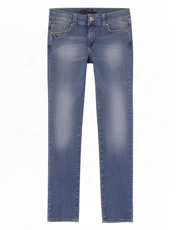 Jeans retos femininos Marks & Spencer Reino Unido 12 médio W30 L31 algodão azul