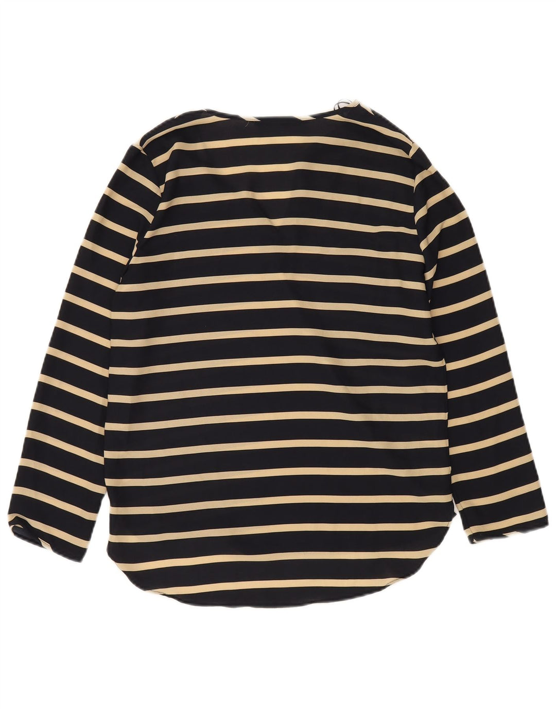 Blusa feminina de manga comprida Zara UK 10 pequena listrada azul marinho