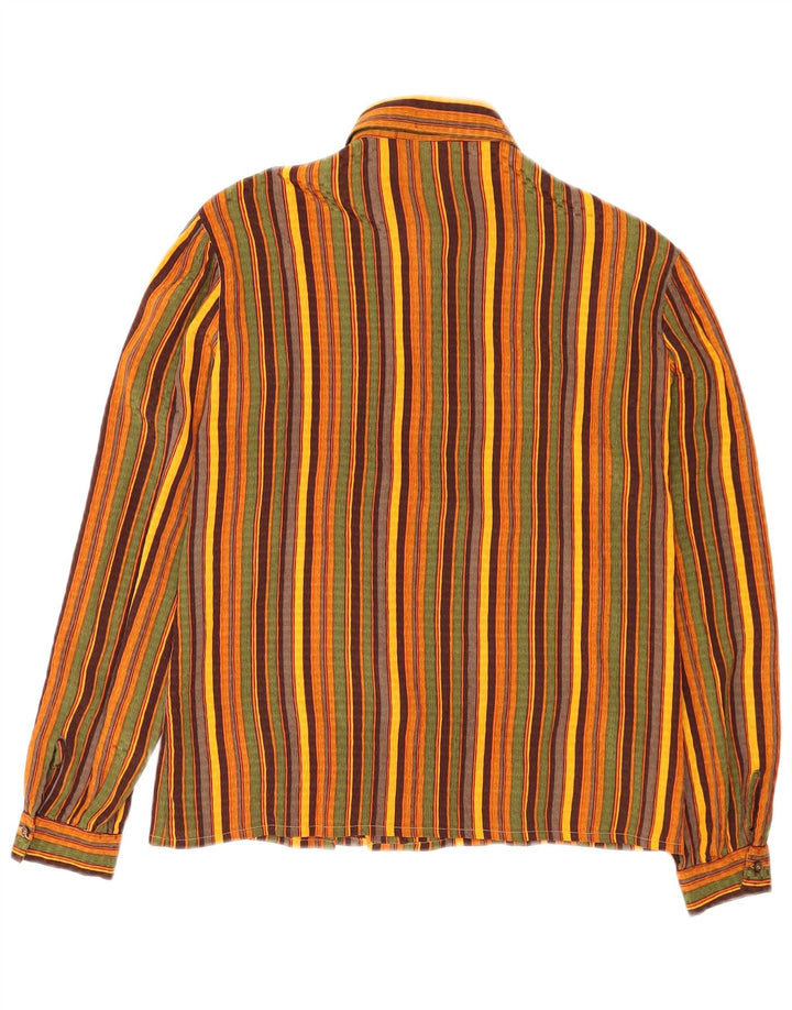 Camisa feminina vintage UK 12 média listrada multicolorida