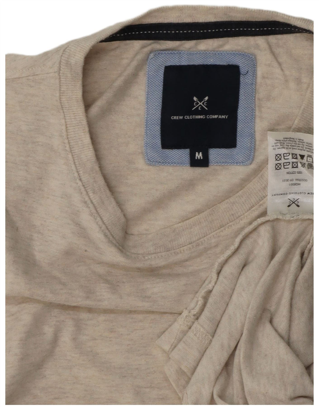 Camiseta masculina Crew Clothing Top algodão manchado cinza médio