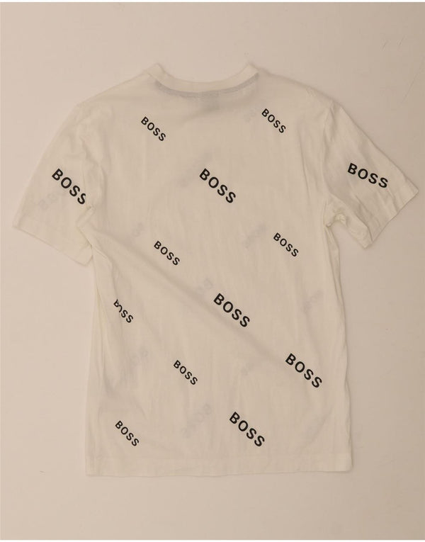 Hugo Boss Mens Graphic T-Shirt Top Pequeno Algodão Branco