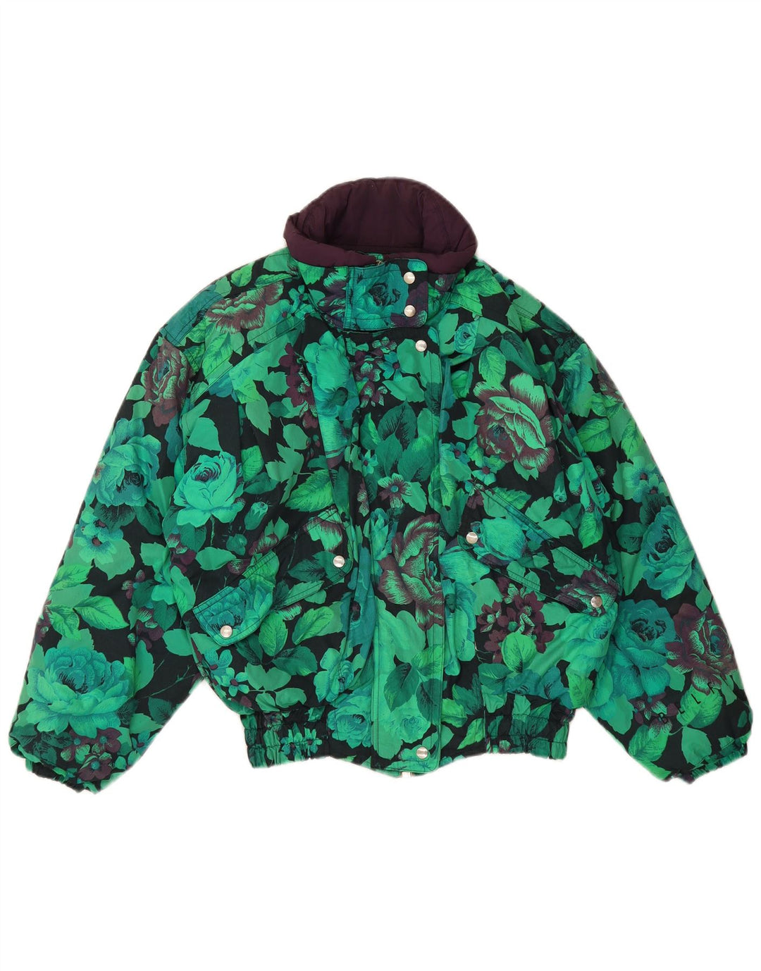 Jaqueta corta-vento grande Belfe & feminina Reino Unido 12 nylon floral verde médio