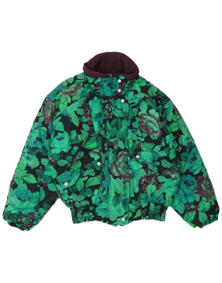 Jaqueta corta-vento grande Belfe & feminina Reino Unido 12 nylon floral verde médio