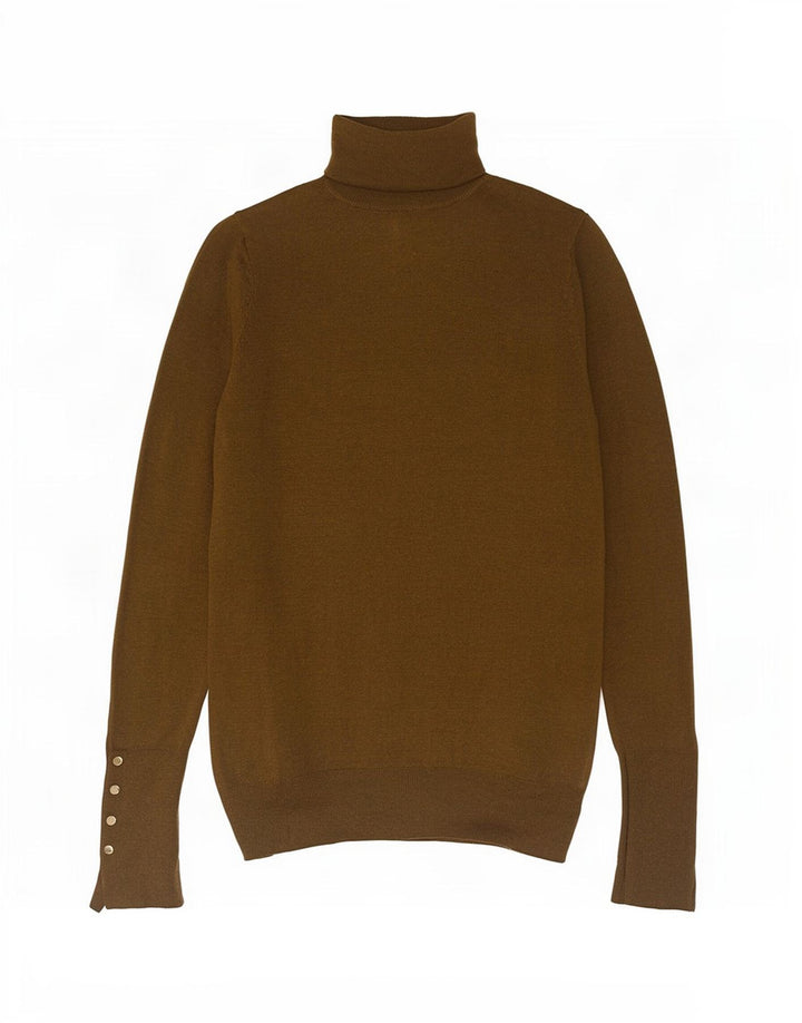 Zara Suéter feminino com gola redonda e gola redonda, Reino Unido 10 pequeno cáqui