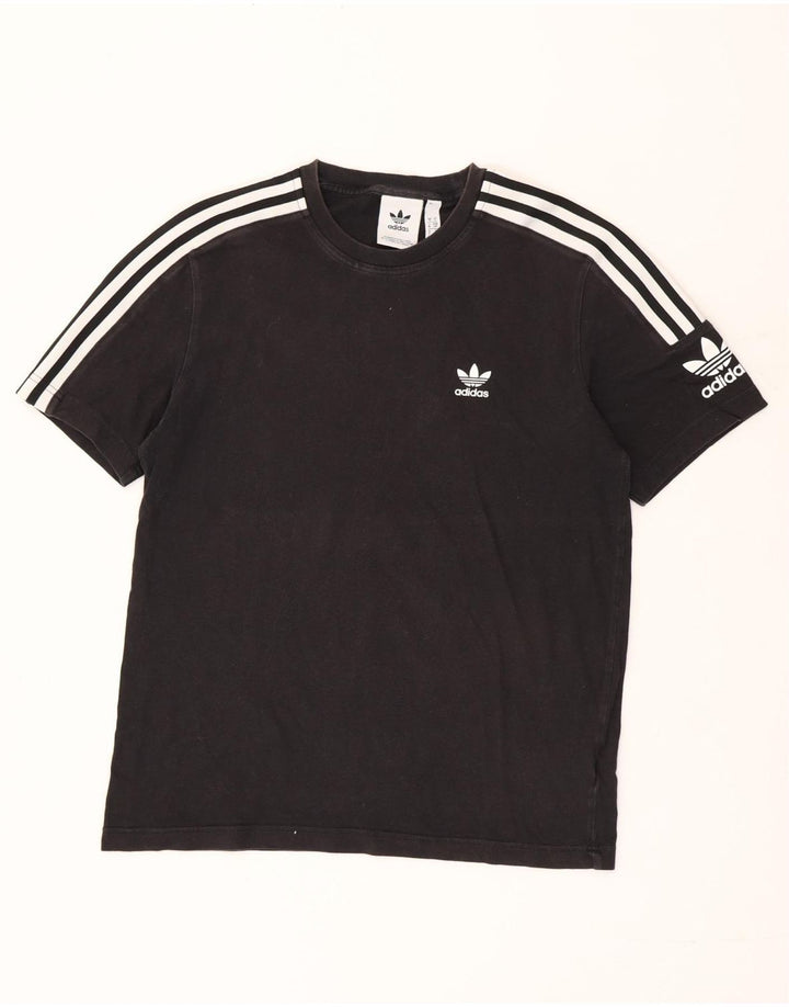 ADIDAS Mens Camiseta Top Pequeno Algodão Preto