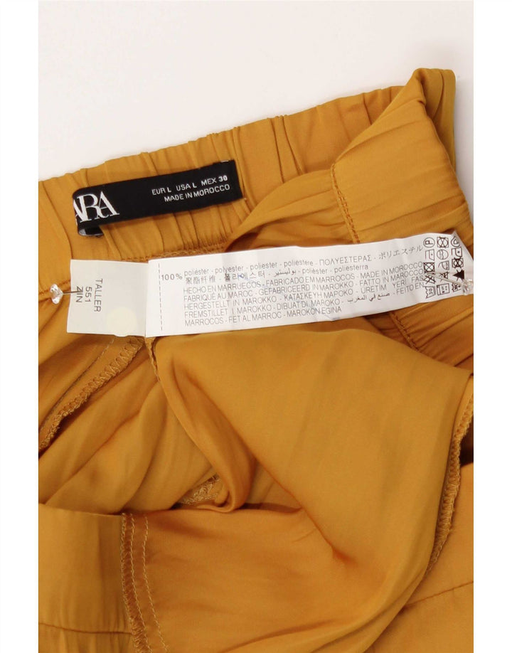 Zara Calça Cargo Feminina Grande W30 L23 Poliéster Amarelo