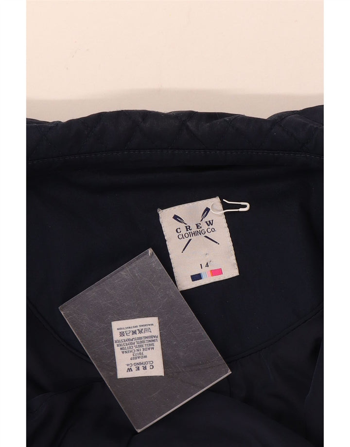 CREW CLOTHING Jaqueta acolchoada feminina Reino Unido 14 algodão azul marinho médio