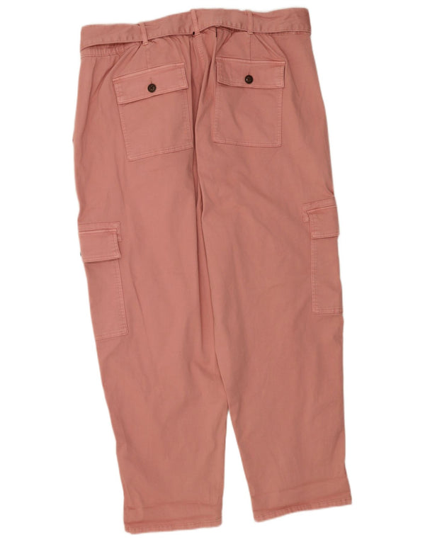 Calça cargo feminina regular Marks & Spencer Reino Unido 22 3XL W42 L28 algodão rosa