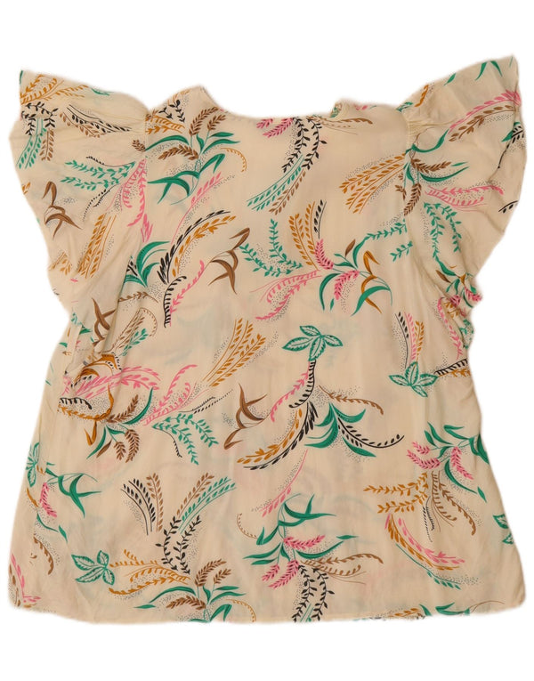 Marks & Spencer Womens Blouse Top UK 14 Large Off White Floral