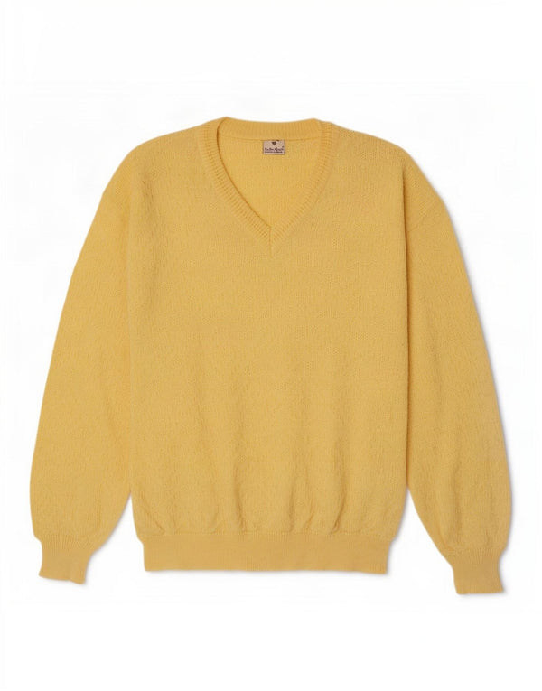 Adler Suéter masculino solto com decote em V IT 50 médio amarelo geométrico