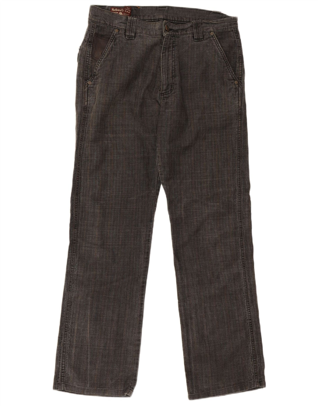 Calça chino reta masculina Marlboro Classics W33 L31 espinha de peixe cinza