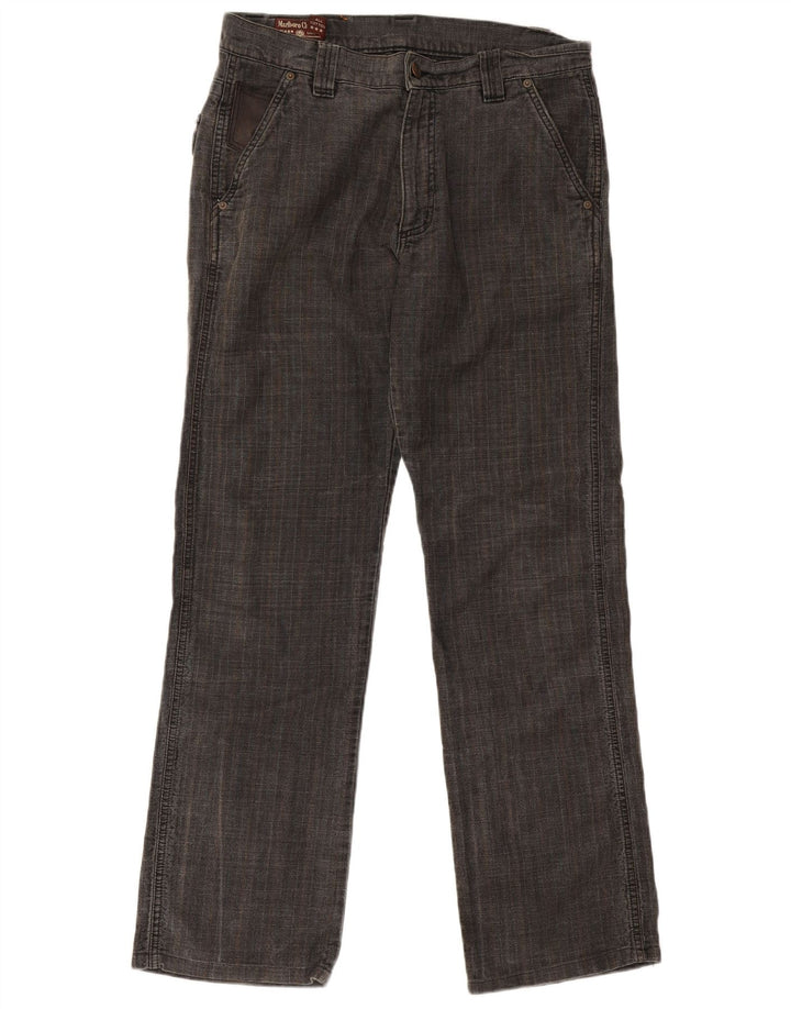 Calça chino reta masculina Marlboro Classics W33 L31 espinha de peixe cinza