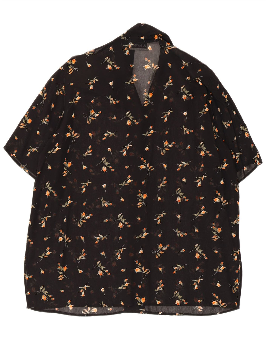 LUISA VIOLA Blusa feminina transparente Reino Unido 20 2XL preta floral