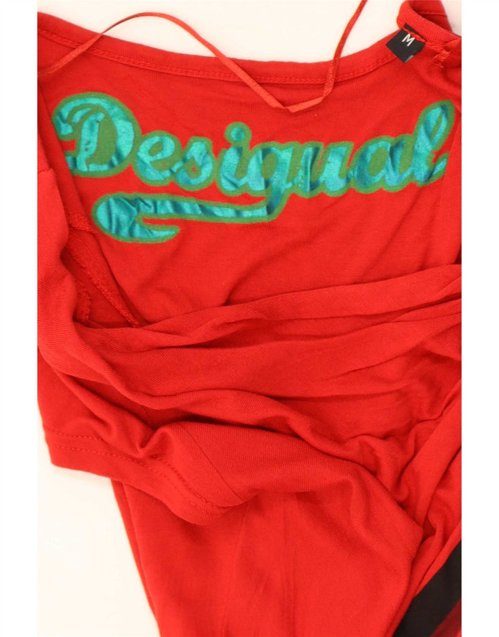Blusa gráfica feminina Desigual Top UK 12 médio vermelho geométrico