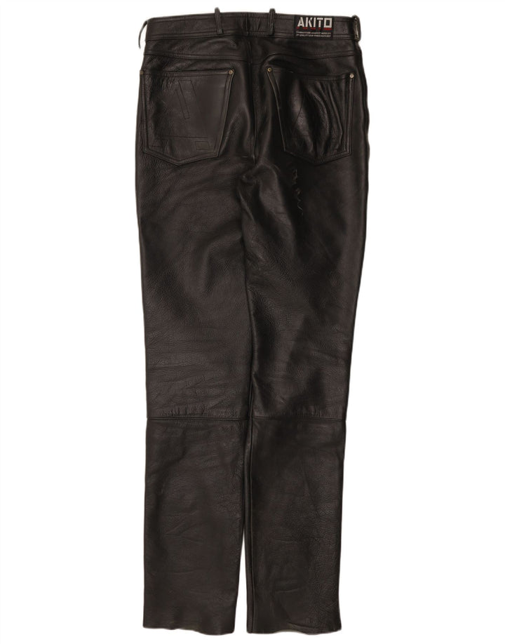 Calça masculina de couro slim Akito W32 L34 couro preto