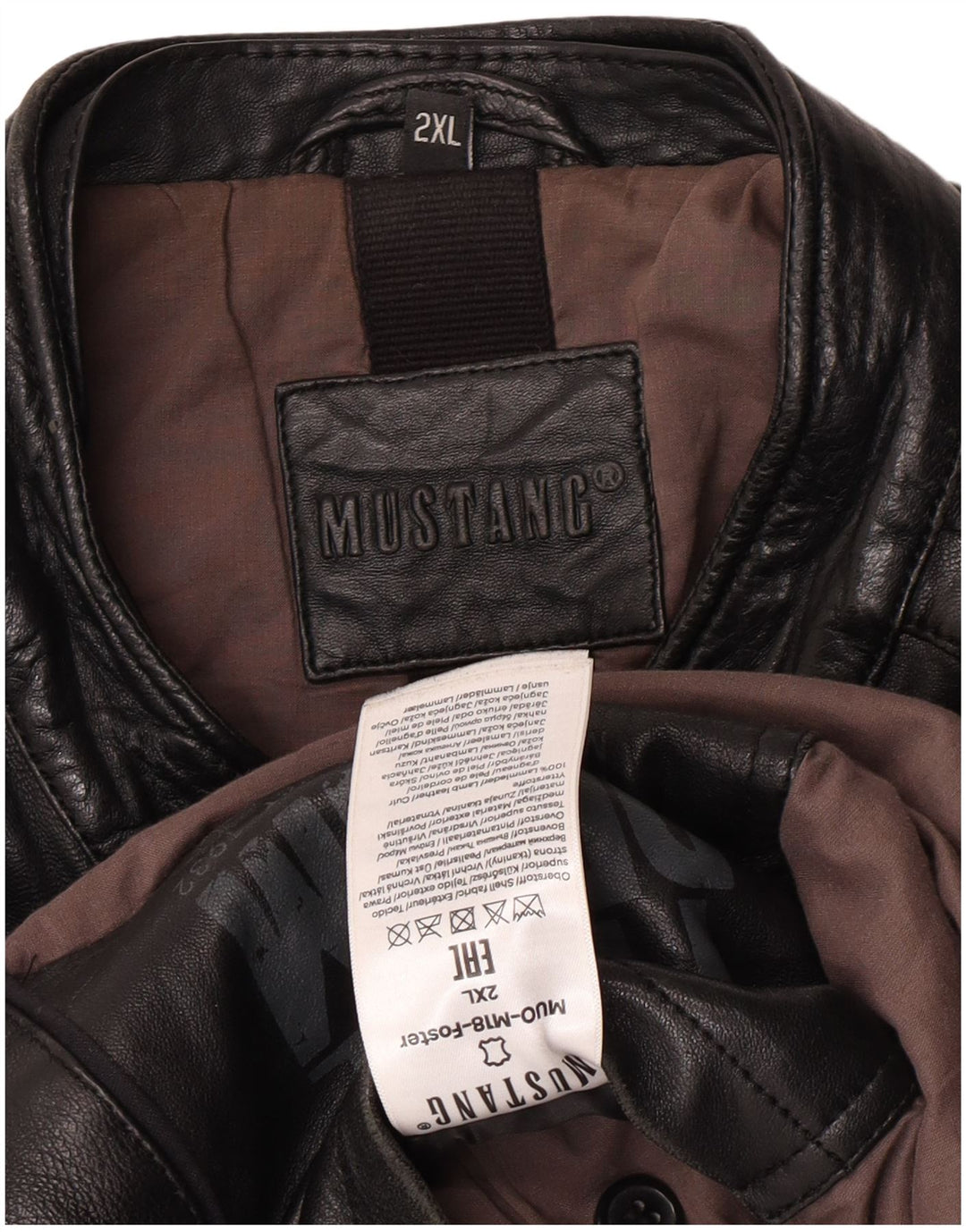 Jaqueta Mustang masculina de couro Racer UK 44 2XL couro preto