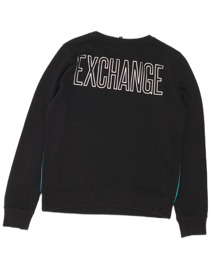 Armani Exchange moletom gráfico masculino jumper médio preto colorblock