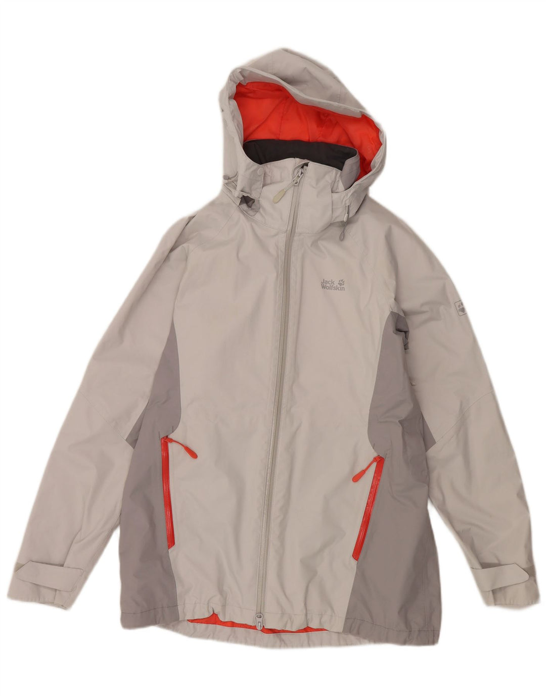 Jaqueta corta-vento feminina JACK WOLFSKIN Reino Unido 14/16 grande bloco cinza