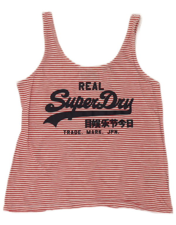 Superdry Womens Graphic Vest Top UK 10 pequeno algodão listrado vermelho