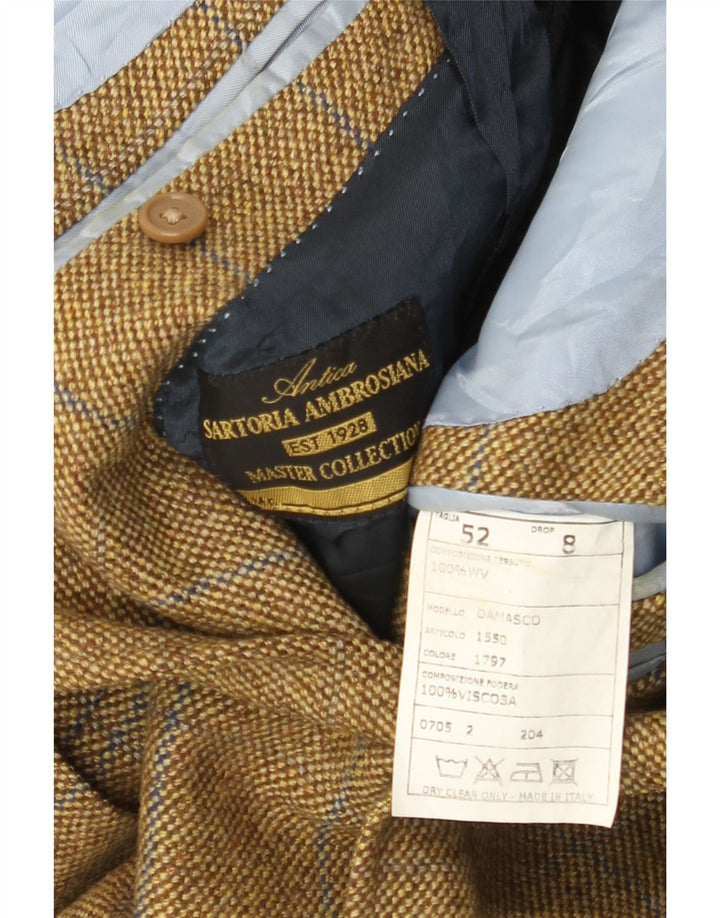 Jaqueta blazer masculina vintage com 3 botões IT 52 XL lã xadrez bege