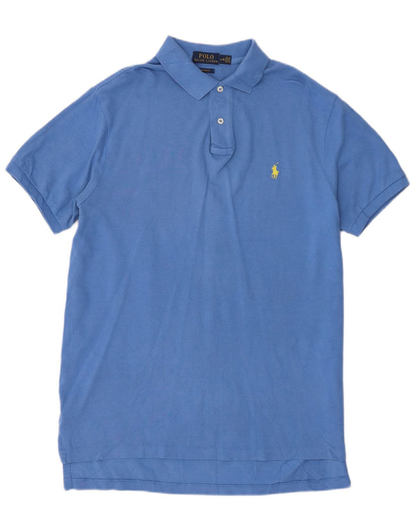 Polo Ralph Lauren Mens Custom Fit Camisa Polo Grande Algodão Azul
