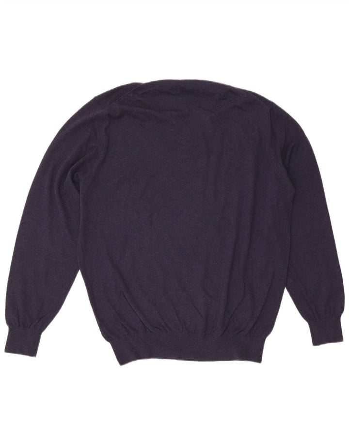 Suéter masculino Massimo Dutti com decote em V XL azul marinho algodão