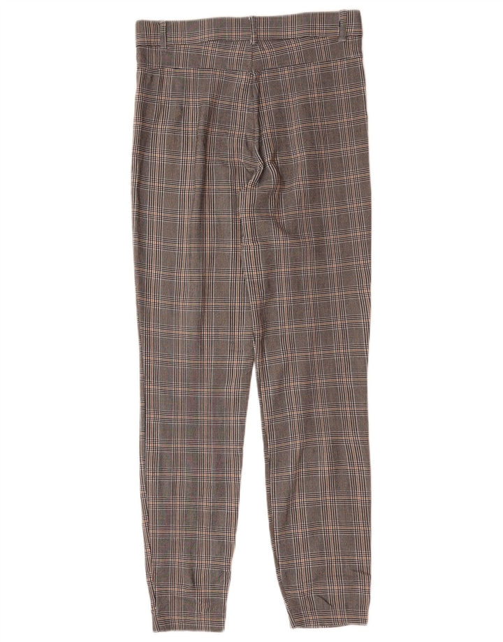 Zara Calça feminina casual slim médio W28 L28 cinza houndstooth viscose