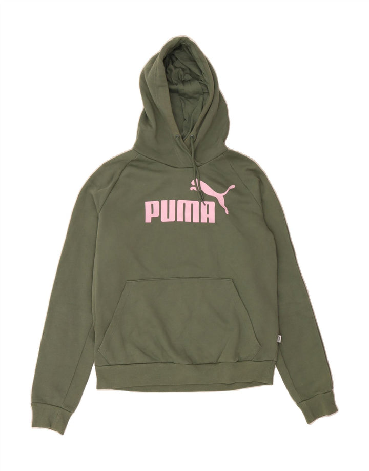 PUMA Womens Graphic Hoodie Jumper UK 12 Medium  Green Cotton Vintage Puma and Second-Hand Puma from Messina Hembry 