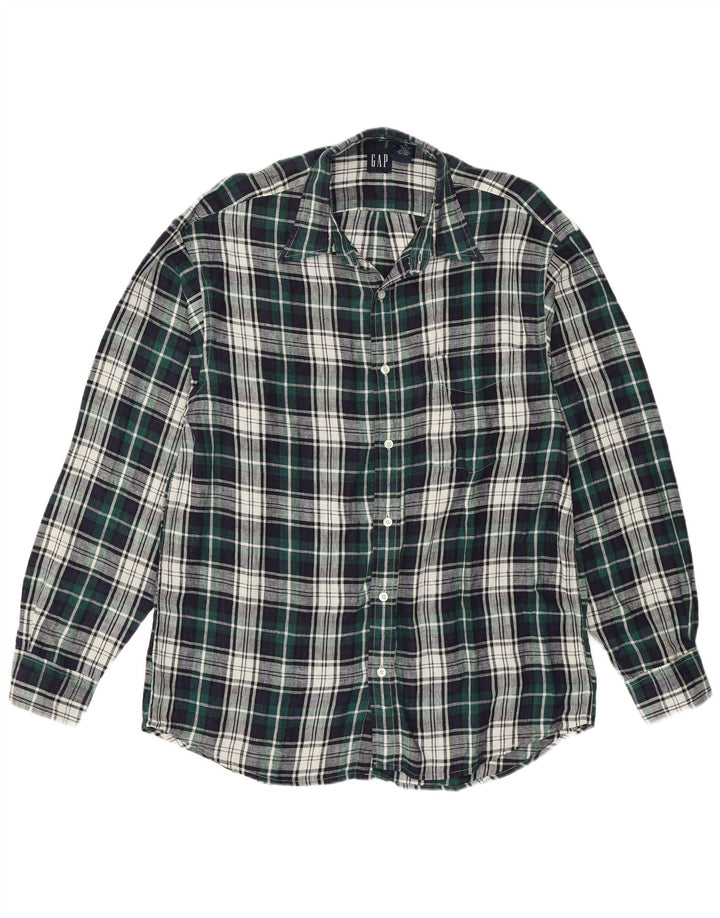 Camisa masculina GAP linho xadrez verde médio