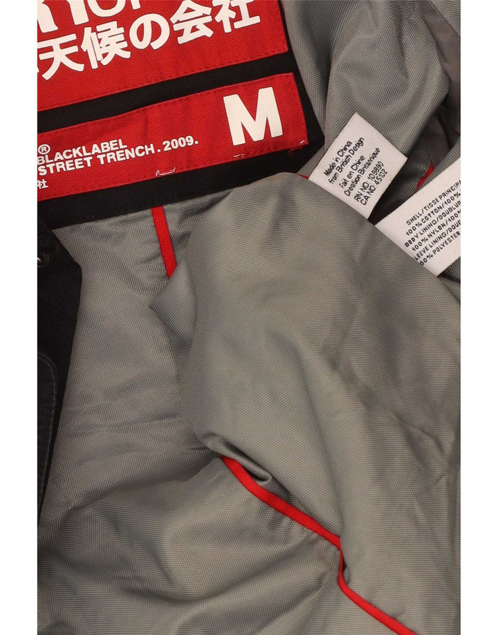 Casaco impermeável masculino Superdry UK 38 algodão preto médio