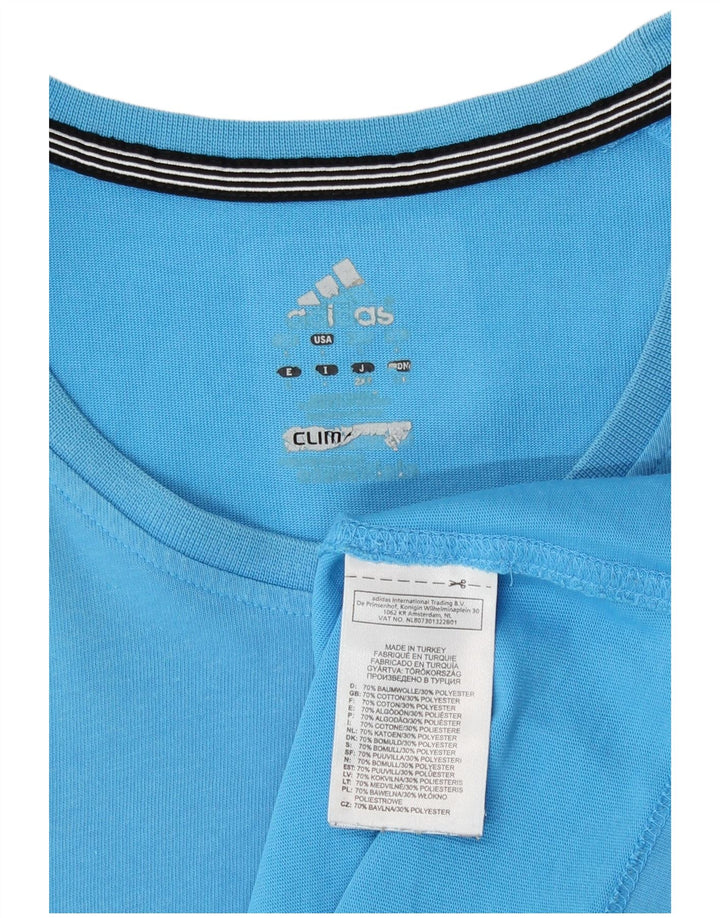 Adidas Mens Climalite Camiseta Top Grande Algodão Azul