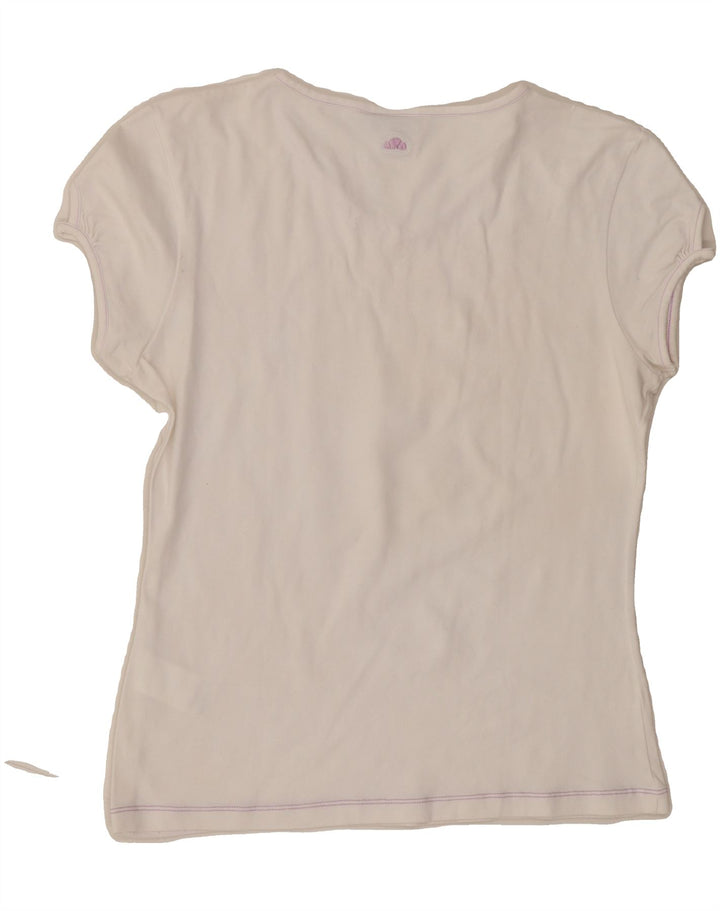 ELLESSE Womens T-Shirt Top UK 16 Large Off White Cotton Vintage Ellesse and Second-Hand Ellesse from Messina Hembry 