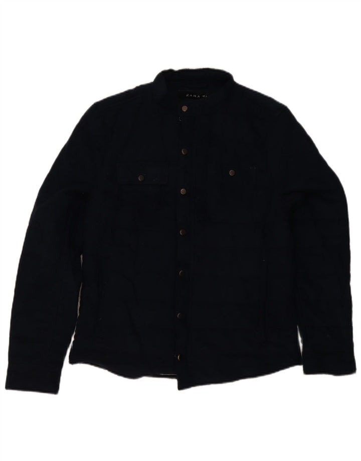 Jaqueta acolchoada masculina Zara UK 36 poliéster azul marinho pequeno