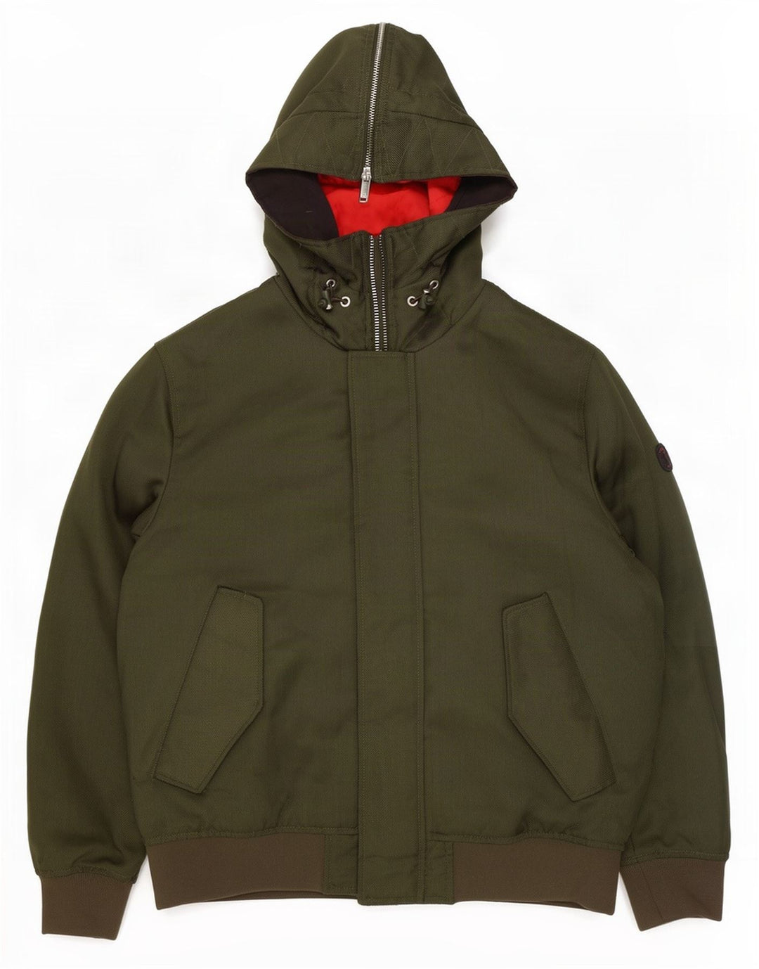 Jaqueta bomber masculina Armani com capuz Reino Unido 40 poliéster cáqui grande
