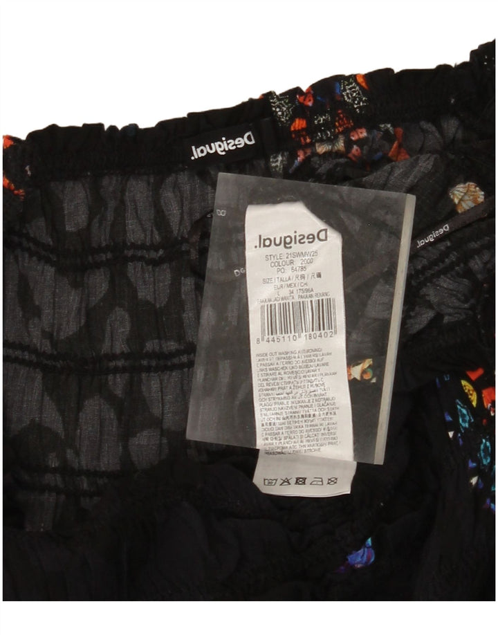 DESIGUAL Macacão feminino gráfico sem mangas UK 14 grande preto floral