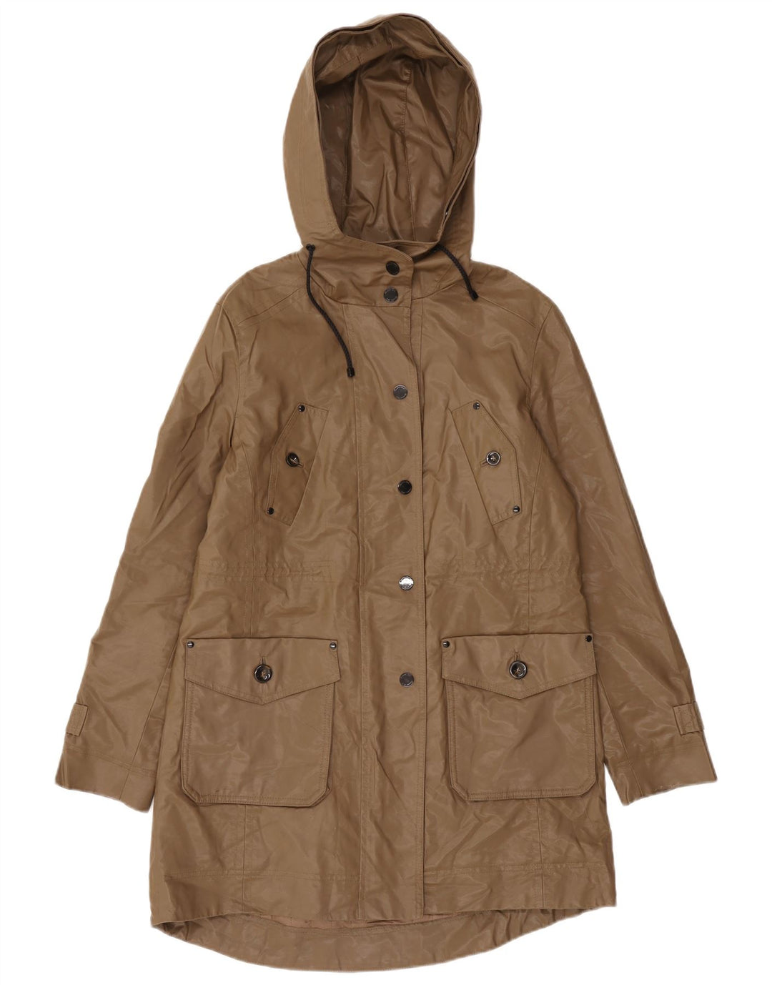 Capa de chuva feminina Massimo Dutti com capuz UK 14 marrom médio