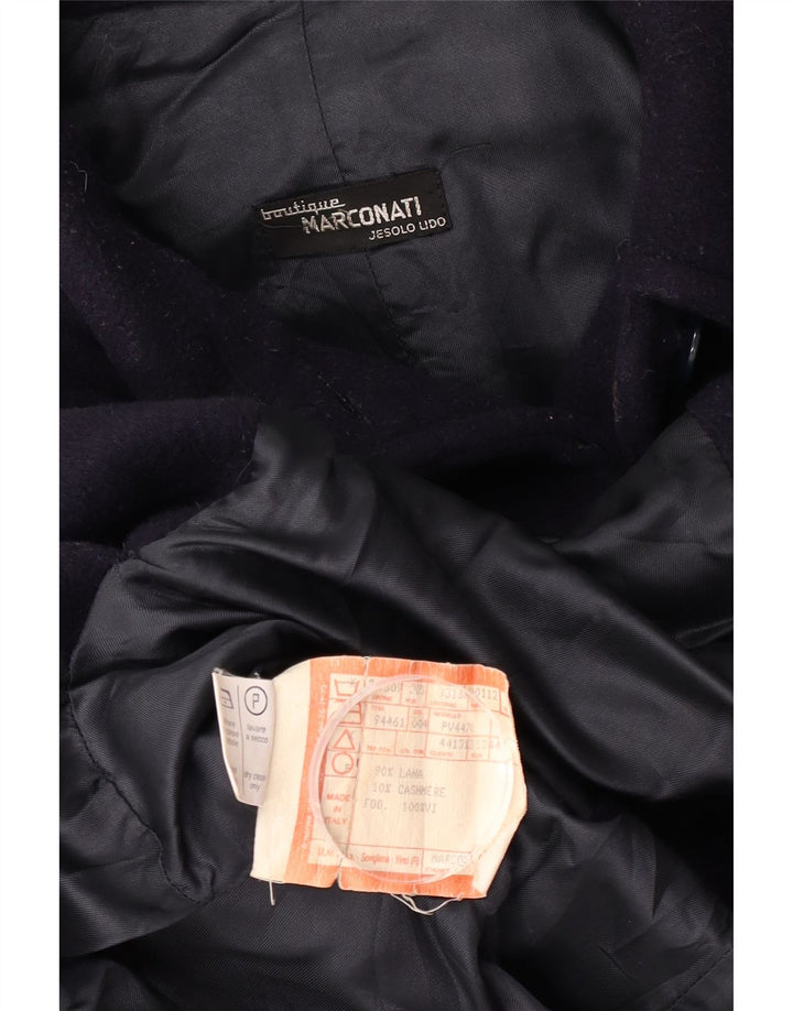 Sobretudo feminino vintage IT 48 XL lã azul marinho