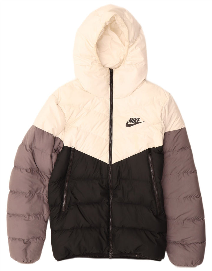 Jaqueta acolchoada com capuz masculina NIKE UK 36 pequena multicolorida Colourblock
