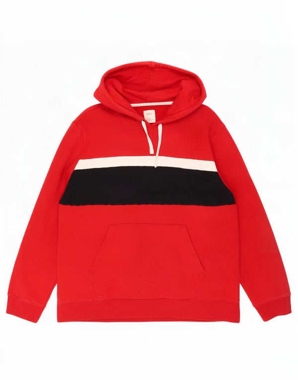Suéter com capuz masculino Marks & Spencer 3XL algodão colorblock vermelho