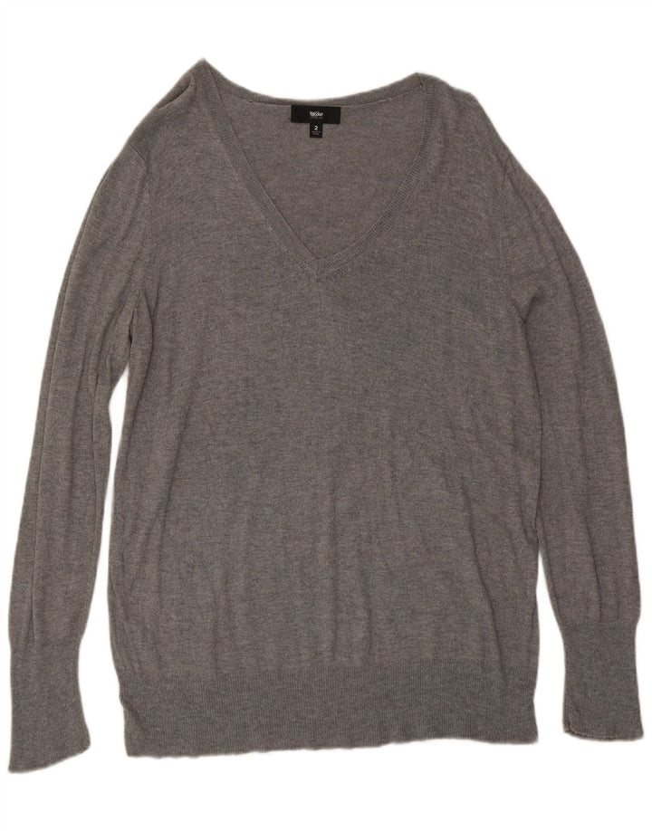 Mossimo suéter feminino grande com decote em V US 2 XS cinza nylon