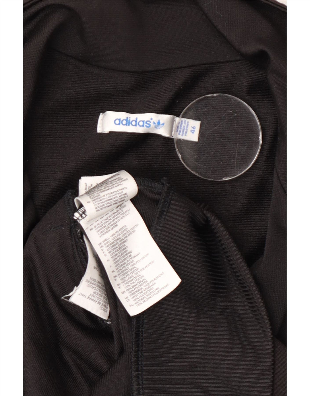 Adidas Womens Graphic Tracksuit Top Jacket EU 46 Grande Poliéster Preto