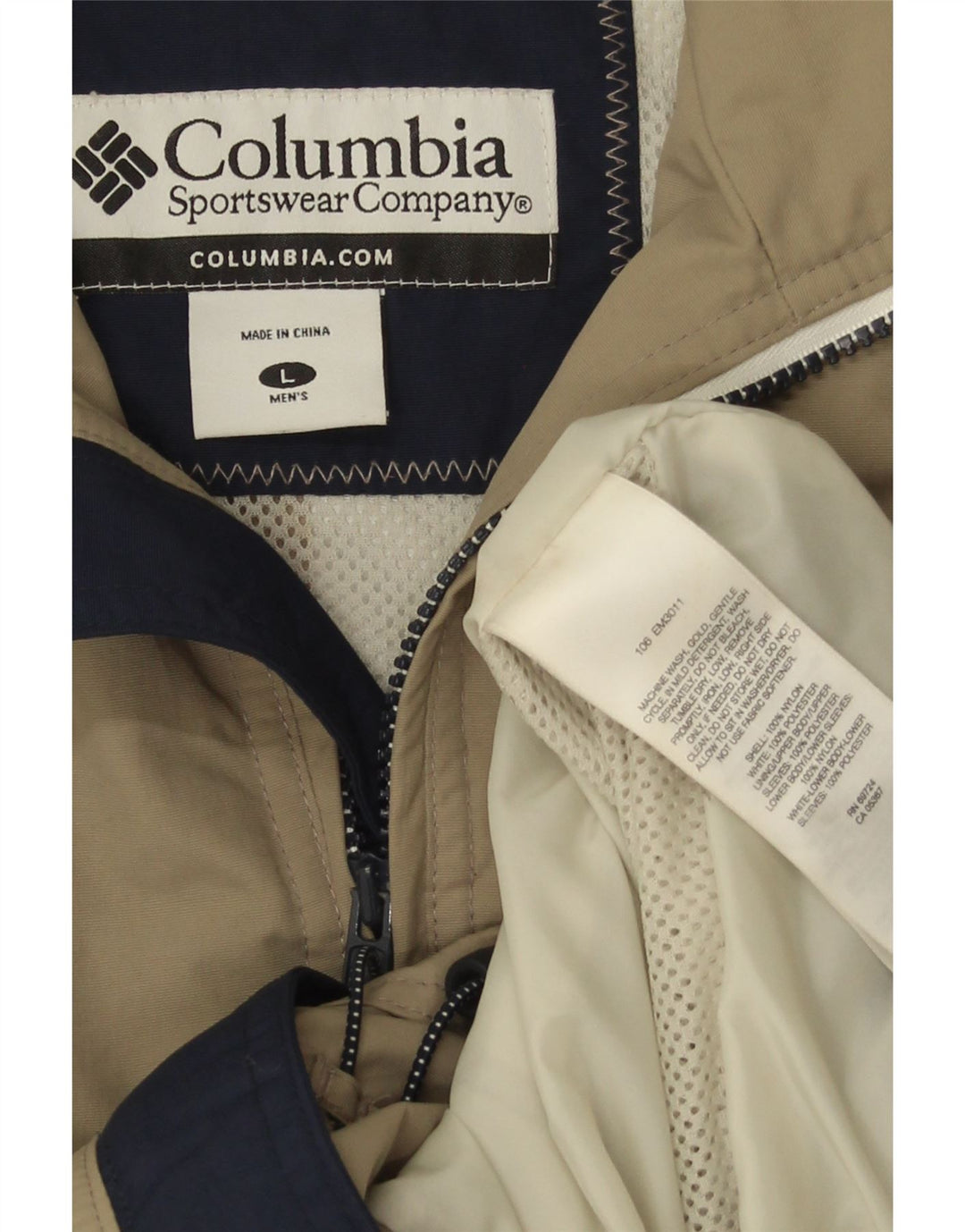 Jaqueta de chuva masculina Columbia UK 40 grande caqui nylon