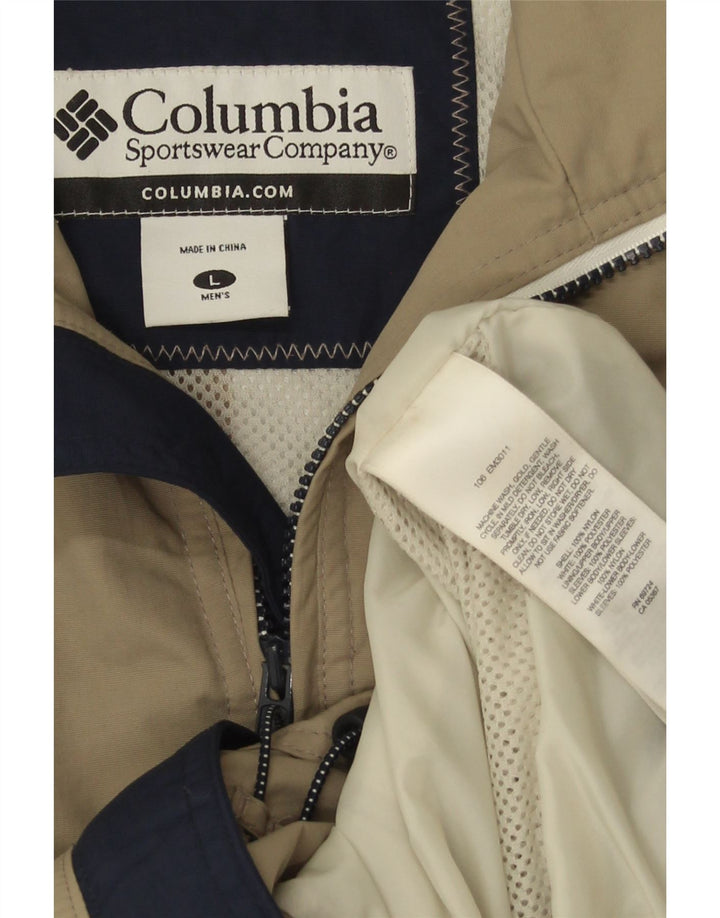 Jaqueta de chuva masculina Columbia UK 40 grande caqui nylon