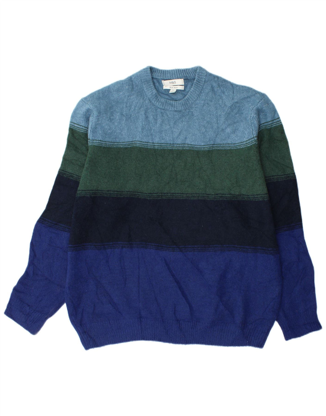 Suéter masculino Marks & Spencer com gola redonda XL listrado multicolorido