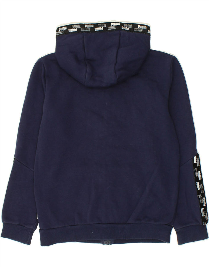 PUMA Boys Graphic Zip Hoodie Sweater 11-12 Years Navy Blue Cotton | Vintage Puma | Thrift | Second-Hand Puma | Used Clothing | Messina Hembry 